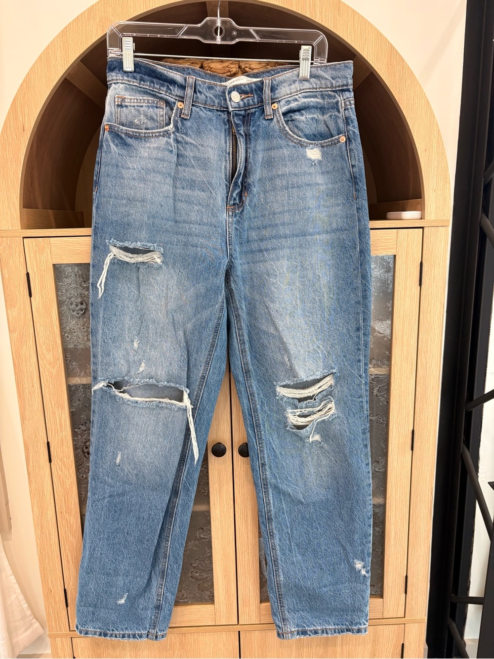 Altar'd State Distressed Light Blue Baggy Straight Leg Jeans